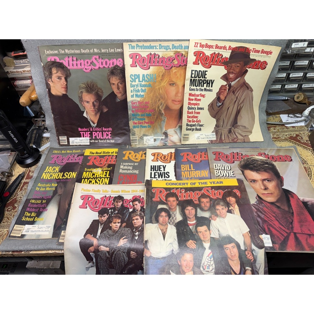 VINTAGE 1984 ROLLING STONE magazine lot of 11 - LAUPER MURRAY BOWIE JACKSON